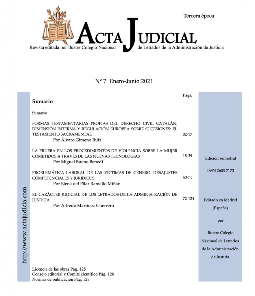 Portada revista Acta Judicial nº7