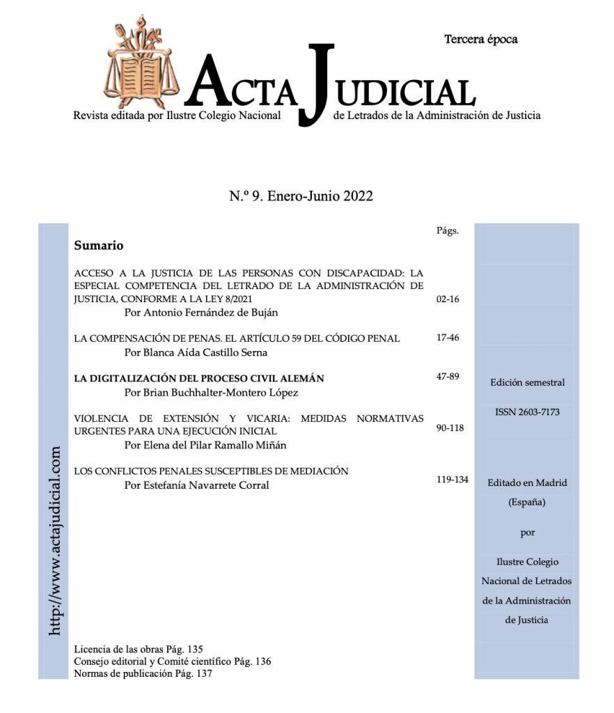 Portada revista Acta Judicial nº9