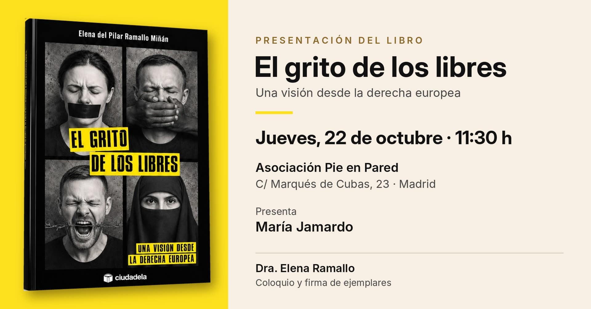 Presentación de «El grito de los libres» en Madrid: 22 de octubre